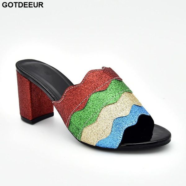 

dress shoes arrival women slippers high heels pu leather luxury decorated with rhinestone elegant party pumps, Black