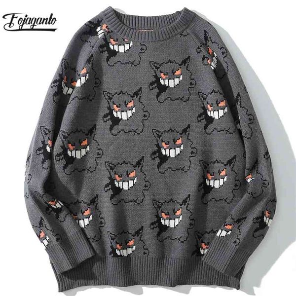 

fojaganto brand sweater men harajuku hip hop streetwear men clothing pullover o-neck oversize fashion casual male sweaters 210804, White;black