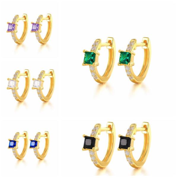 

hoop & huggie boako earrings 925 sterling silver earring joyero for women pendientes rainbow zircon piercing luxury jewelry gifts, Golden;silver