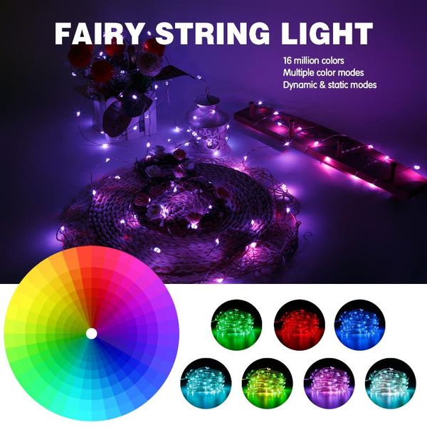 

fairy string light copper wire blueteeth app control usb charging christmas wedding holiday garland home decoration