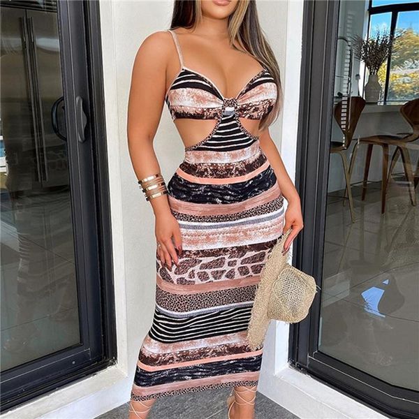 

casual dresses women summer hollow out bodycon long dress adults slim fit sleeveless color block v-neck spaghetti strap, Black;gray