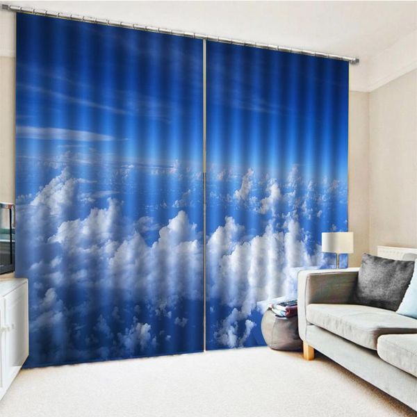 

curtain & drapes custom blue cloud curtains thickening blackout 3d window for living room bedroom