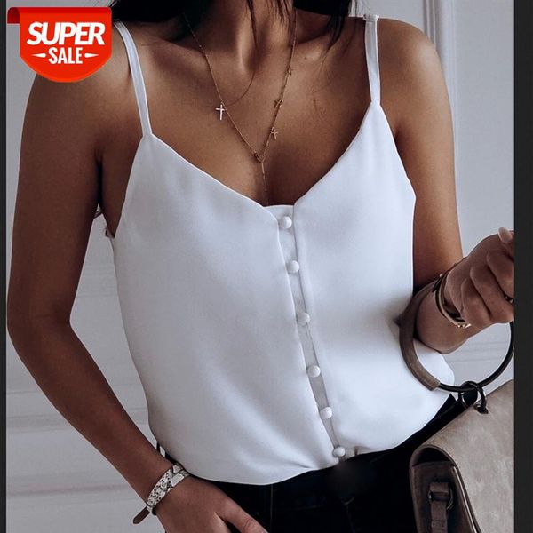 

women casual summer sleeveless off shoulder vest ladies plain tank v neck loose shirt femme clothes #ip73, White