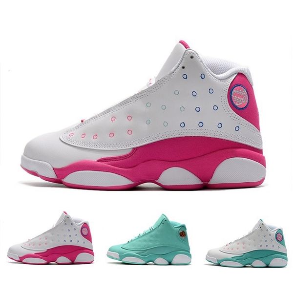

rose red jumpman 13 womens basketball shoes aurora green mint green playground 13s women trainers sports sneakers 36-40