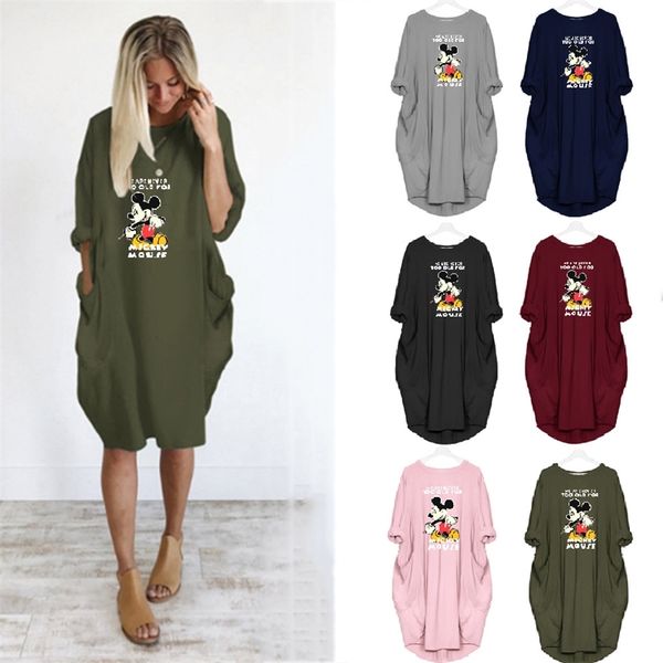 

women's fall 2019 long sleeve autumn winter large print dress, Black