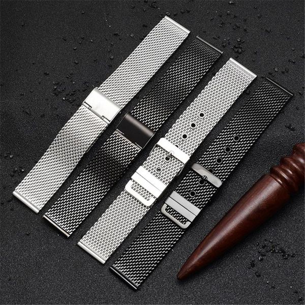 

watch bands 18mm 20mm 22mm 24mm milanese loop watchband men women universal strap stainless steel wrist band bracelet accessories, Black;brown