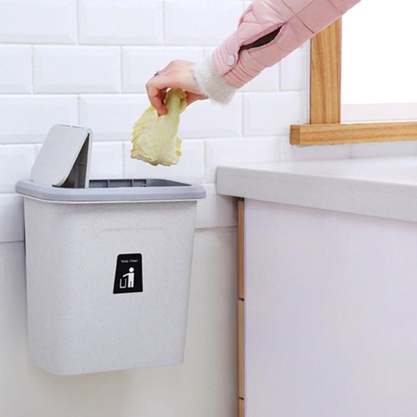 

waste bins 1pc household kitchen hanging trash can cabinet wall push-lid small