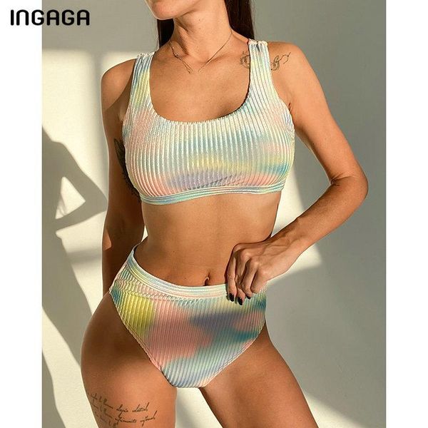 

women's swimwear push up bikinis swimsuits high waist biquini tie dye cut bathing suits ribbed beachwear, White;black