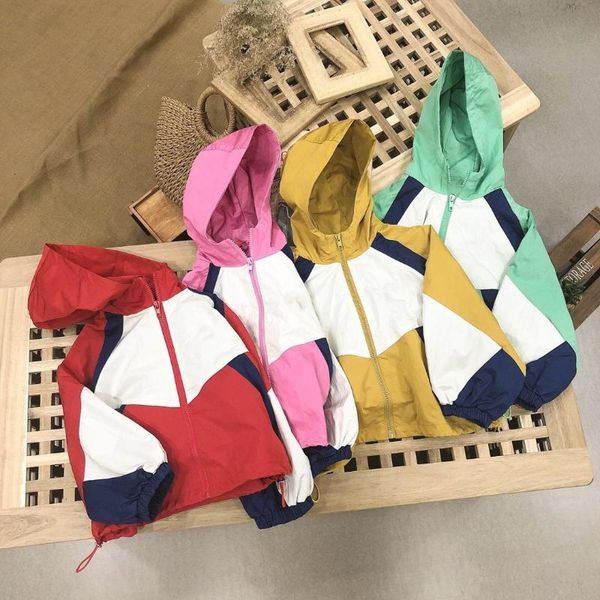 

coat autumn childrenswear loose version hooded joint raincoat jacket windproof thin children paragraph, Blue;gray