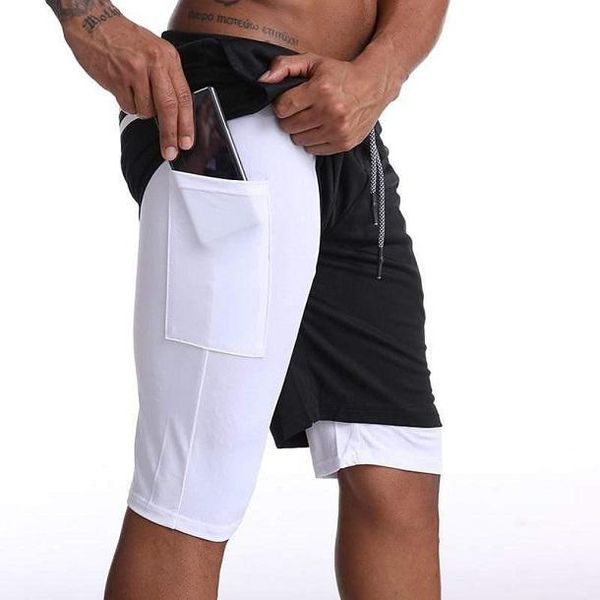 

men's running shorts mens sports male quick drying training exercise jogging gym with built-in pocket liner 01, Black