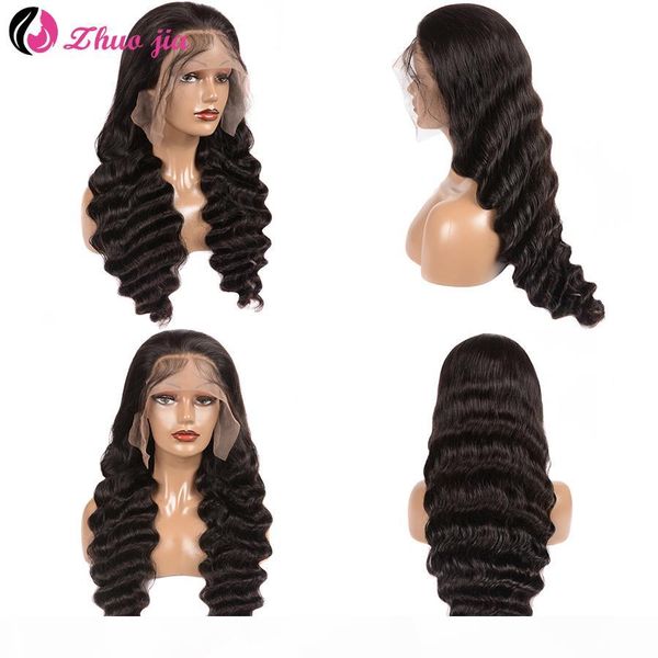

loose deep wave wig 180 density lace front human hair wigs preplucked brazilian curly human hair wigs lacefront wig human hair, Black