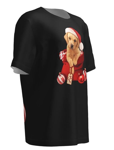 

3d printing snowflake fawn t-shirt breathable and comfortable daily party casual loose men's short sleeve, White;black