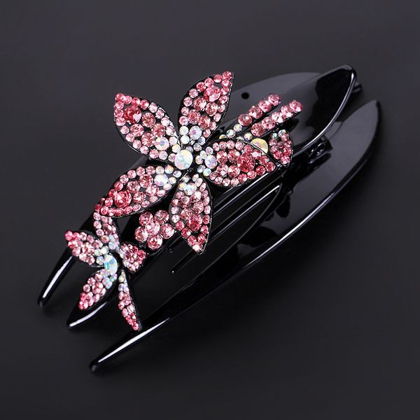

factory wholesale flower duck beak large coil simple diamond inlaid accessories horsetail clip women's versatile fashion hair hea/rtsch
