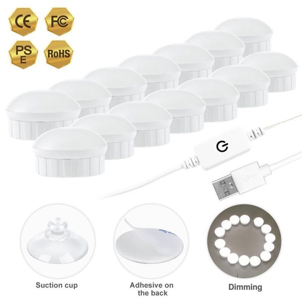 

3 modes colors makeup mirror light led touch dimming dressing table lamp bulb usb 5v make up mirror front wall lamp