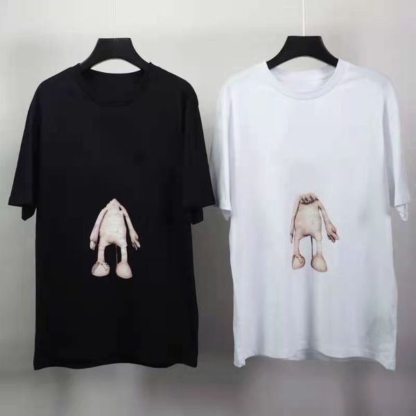 

men's t-shirt summer cartoon print letter short sleeve loose casual shirt couple bear black and white size s-xl, White;black