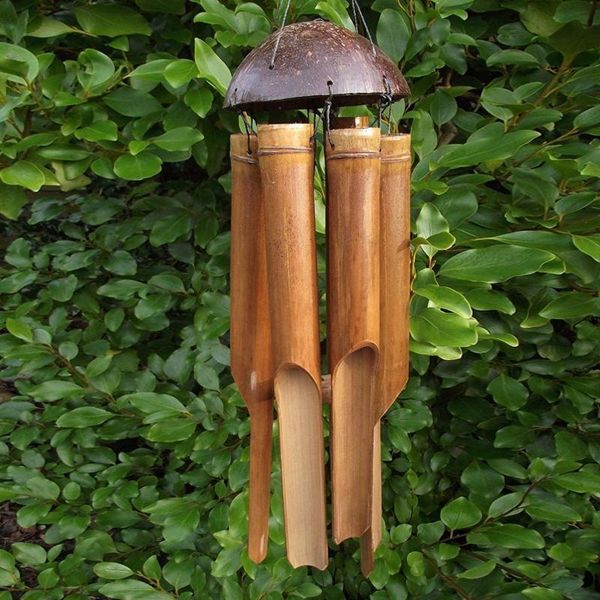 

decorative objects & figurines home decoration wind chimes light color five tube natural coconut shell bamboo
