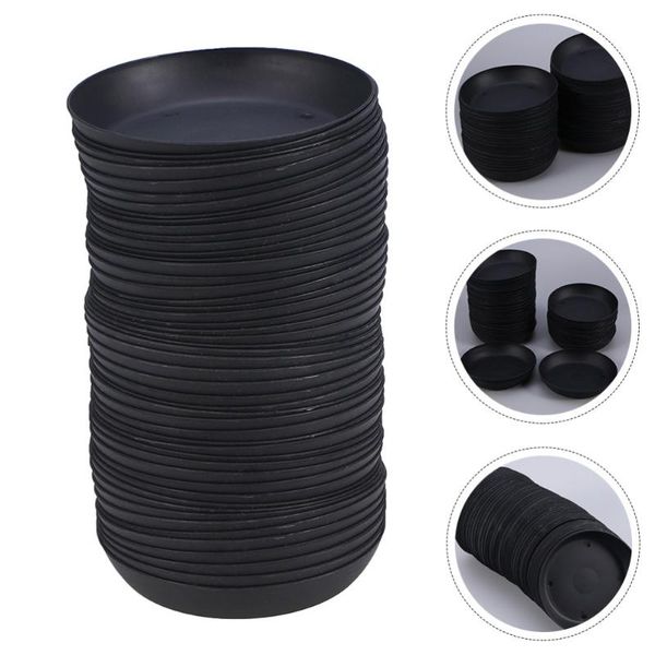 

planters & pots 30pcs garden flowerpot tray plant pot round drip plate (black)