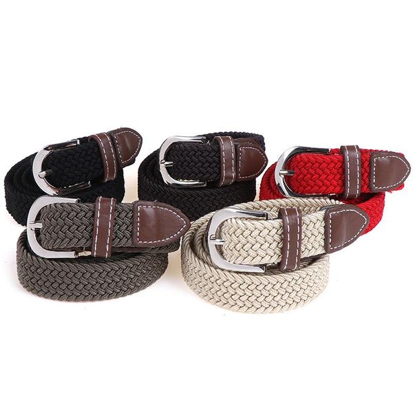 

belts 1pcs men modeling casual stretch woven belt for jeans knitted women's child elastic, Black;brown