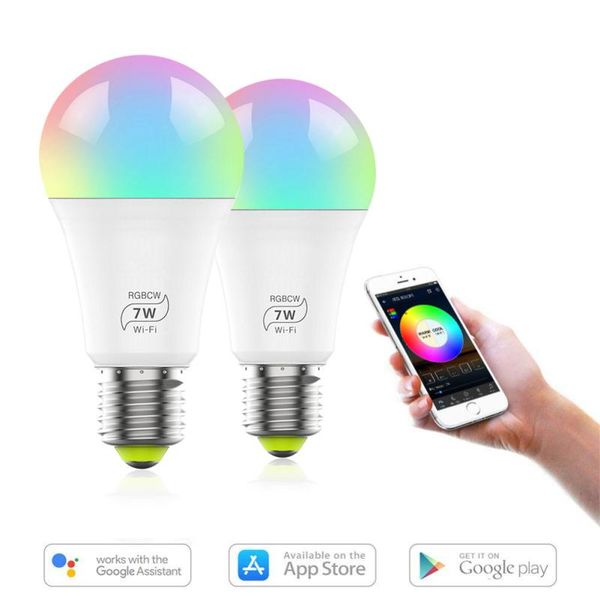 

bulbs 1/2/3/5pcs smart wifi led light bulb 7w magic lamp e27 home lighting compatible with app nightlight