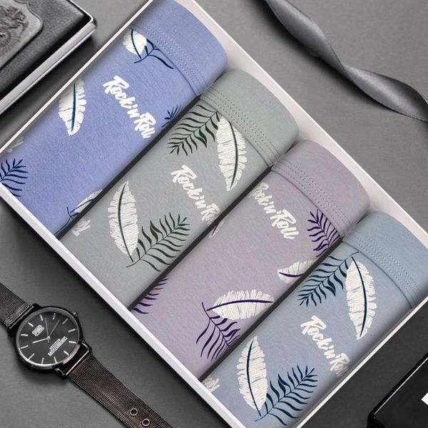 

underpants 4pcs/all underwear mens shorts cotton man male boxers fashion printed homme u convex panties men lingerie, Black;white