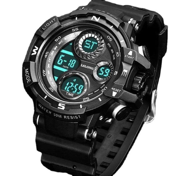 

wristwatches fashion sports electronic strap multi-function display cold light satch date shockproof outdoor men's and women's wat, Slivery;brown