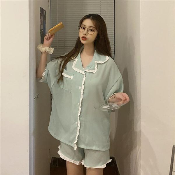 

offers sweet ~ han edition black edge pajamas suit leisure can wear a household to take outside the 3102-1 #, Black;brown
