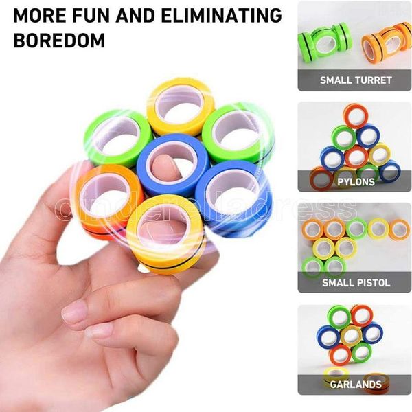 

3pcs/pack magic magnetic rings hand toys decompression toys gnetic rings relief novelty magnetic blocks fidget toys dhl festive