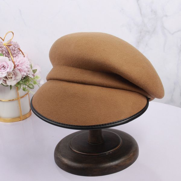 

2021 new fashion quality beret brim covering flapper style wool women thick warm winter hat street visor cold weather newsboy cap tl2x, Blue;gray