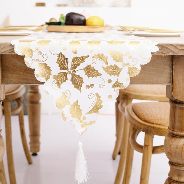 

table cloth merry christmas bronzing runner decoration print flag home