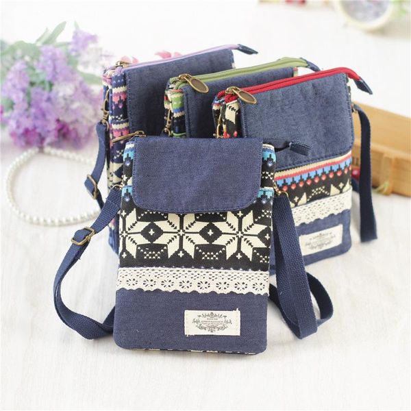 

coin purses longmiao women national purse clutch flower printed mini messenger bags phone pouch girls multi pocket organizer bag, Red;black