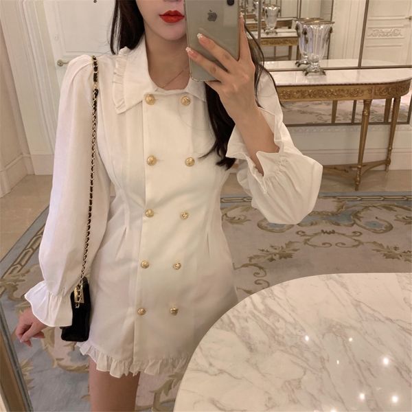 

dressed black women's dresses in vintage robes party clothes 2021 new arrival long shirt short korean skater collar ernl, Black;gray