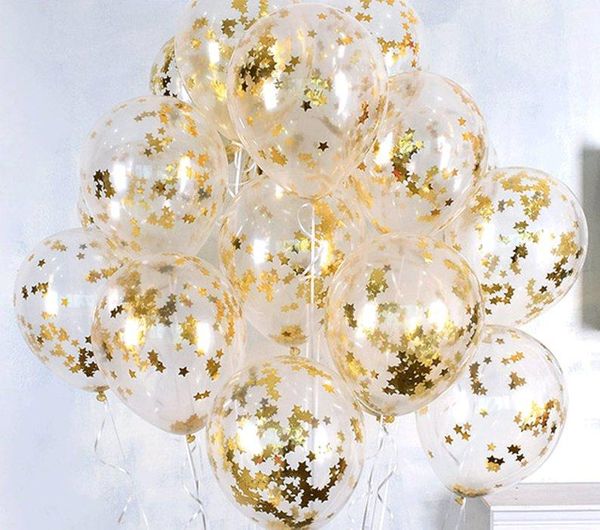 

party decoration 5/10pcs clear balloons 12inch gold star foil confetti transparent happy birthday baby shower wedding decorations