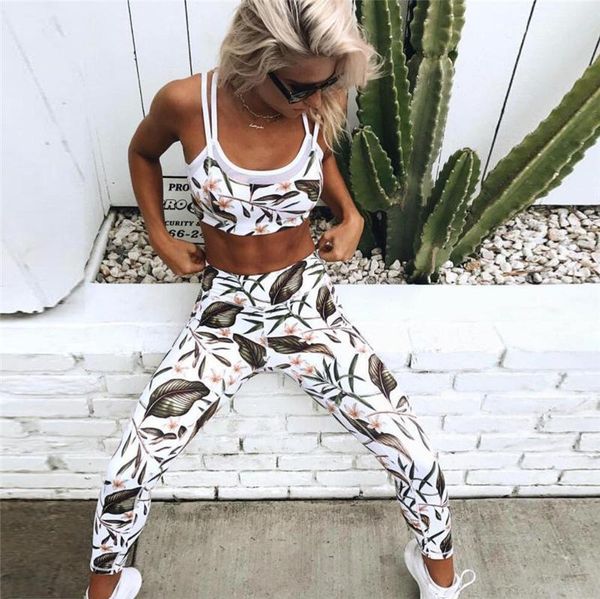

women sport suit set workout leggings for yoga floral patchwork deporte yoga mujer, White;red