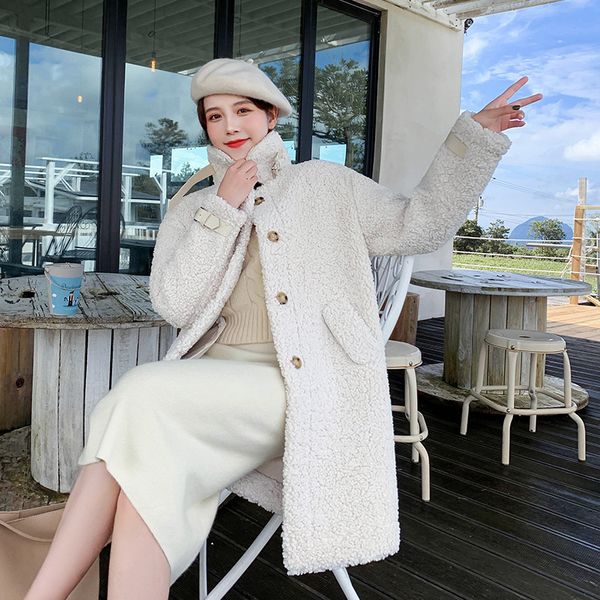 

2021 fashion long stand collar button parka women winter jacket cotton padded warm thicken ladies coats parka womens jackets, Black