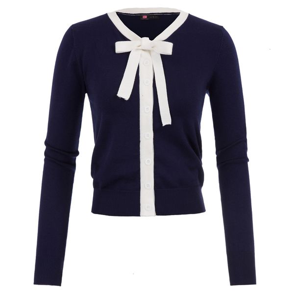 

kk women shrug spring autumn buttons bow-knot decorated contrast color coats ladies slim knitwear cardigan knitting coats sh190912, White;black