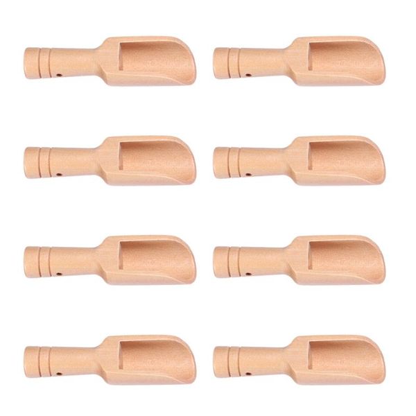 

2pcs wooden round handle scoop teaspoon small salt shovel milk powder scoops spoons