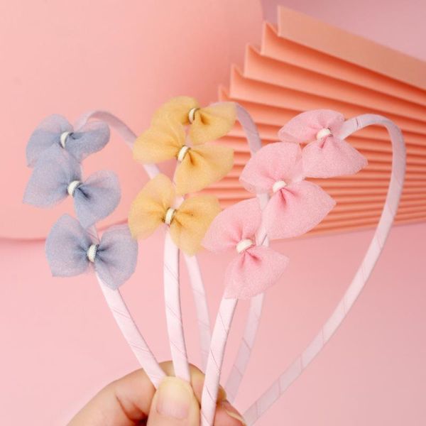 

oaoleer baby hair bows bands 3 mesh bows headband hoops for baby girls children handmade cute ribbon butterfly hair accessories, Slivery;white