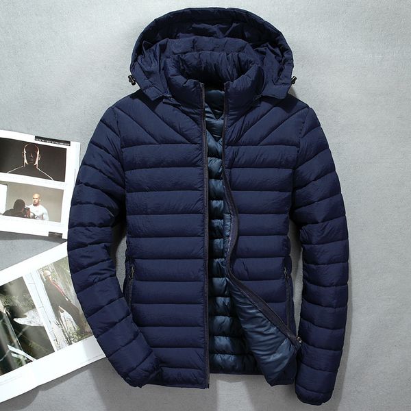

2019 new herfst winter hooded parka warm jacket men light dunne and donsjack jackets casacos masculinosalable, Black