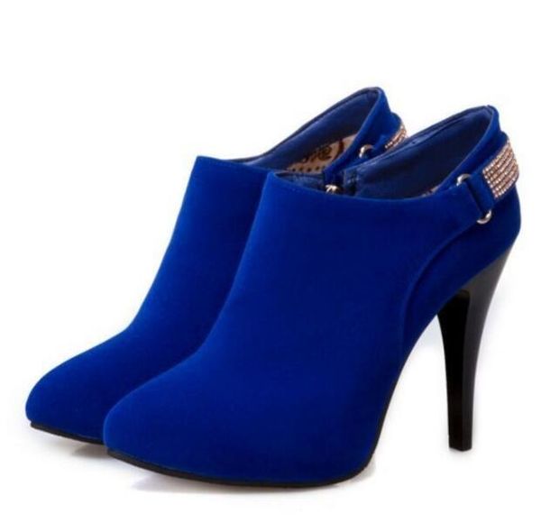 

boots shoes woman girls fashion laides plus size 21-51 pointed toe buckle women pumps winter ankle thin high heels party g61126, Black