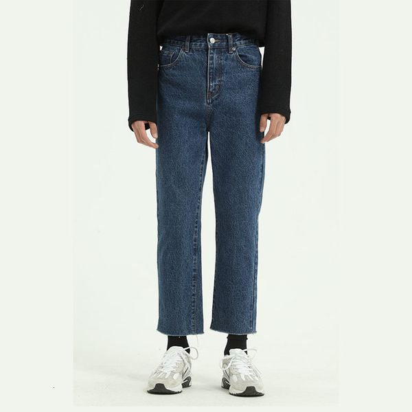 

men's jeans men vintage casual classic ankle-length straight pants male women streetwear hip hop denim trousers japan korea style pant, Blue