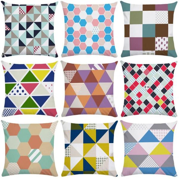 

cushion/decorative pillow yellow cushion cover geometric case color block throw pillows for living room sofa super short plush soft 50