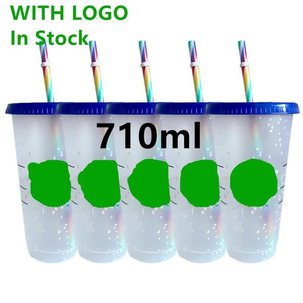 

mugs 710ml color changing confetti cup reusable plastic tumbler with lid and straw cold kitchen drinkware gagets