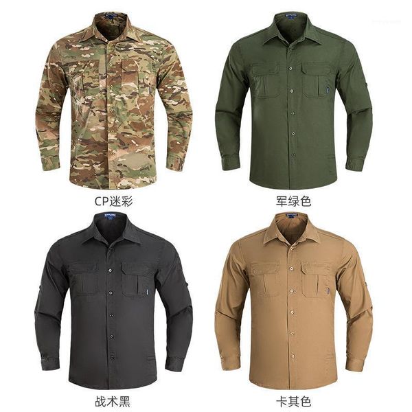 

men's jackets spring and summer camouflage outdoor casual shirt training suit breathable quick-drying long-sleeved tactical, Black;brown