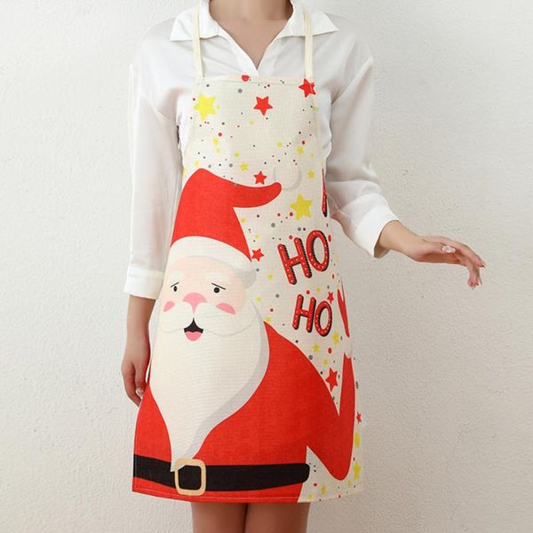 

aprons pinafore apron kitchen supplies merry christmas bar polyester printing home cooking restaurant fabric print old man santa
