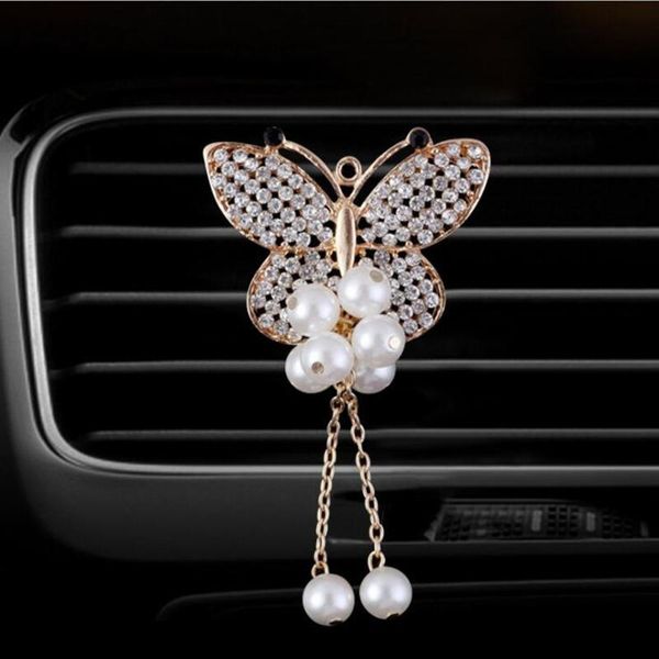 

car air freshener butterfly vent perfume artificial crystal auto decors pendant cute car-styling solid fragrance