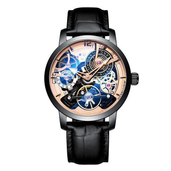 

wristwatches brand original watch automatic tourbillon wrist watches men montre homme mechanical fashion water diver skeleton 2021, Slivery;brown
