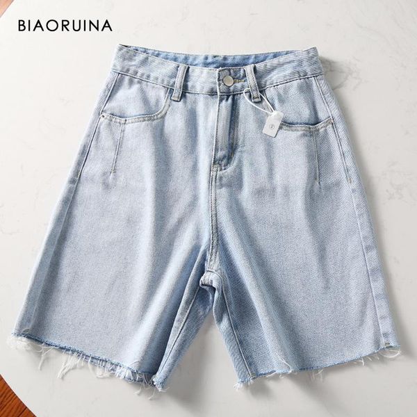 

biaoruina women's washing bleached high waist straight denim shorts tassels hem female summer casual shorts new arrival, White;black