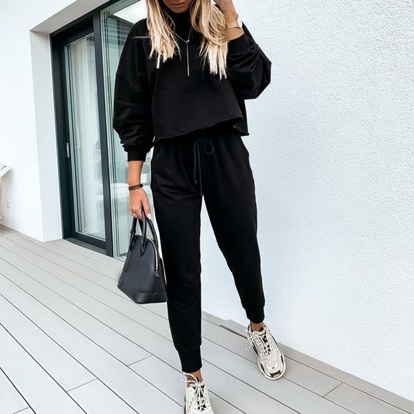 

Group Training Two Pieces Define Drop Long Female Suit Sweatshirt with Cordon Ladies'long Pants 7rm3, Gray