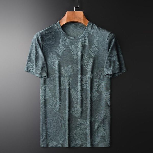 

men's t-shirts summer green mens luxury solid color geometric thin casual man plus size 4xl fashion slim fit men tee, White;black