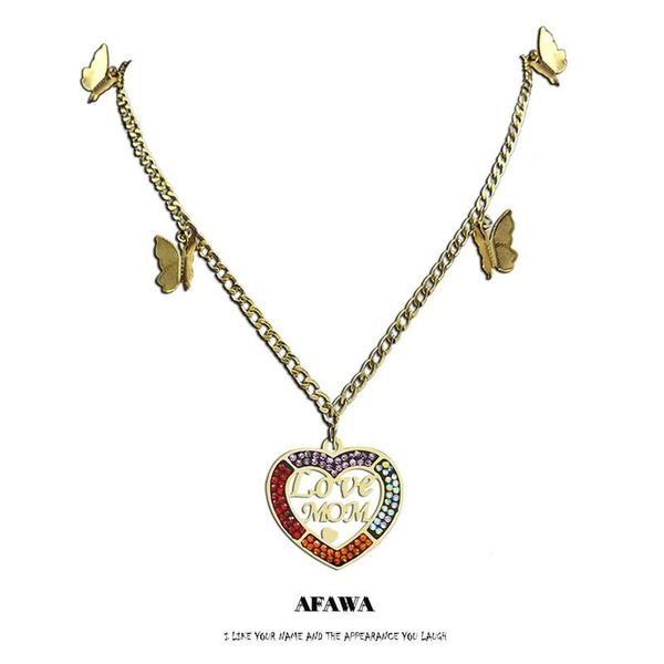 

pendant necklaces butterfly love mom crystal stainless steel pendants gift heart jewelry colgante mujer moda n9528s05, Silver